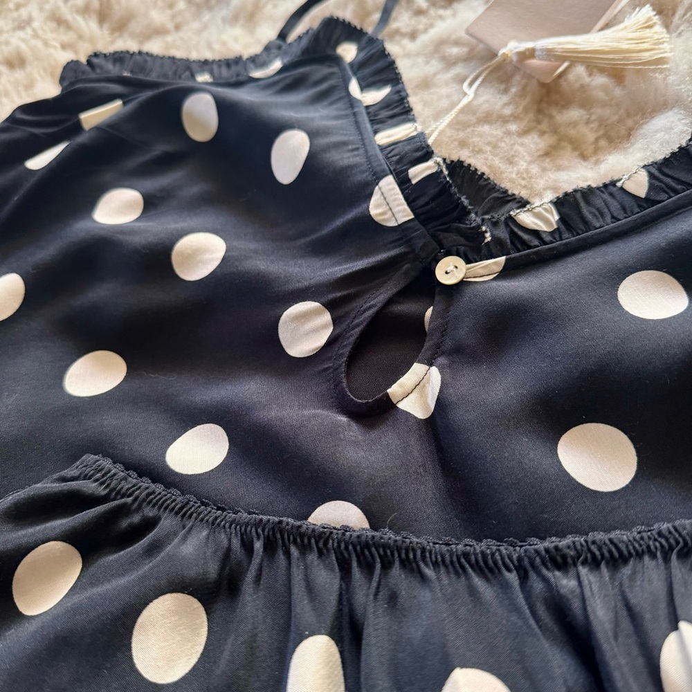 💋SOLD💋✨🌚🌚DÔEN ‘Louise & Loren’ Silk Camisole Short Set Solstice Sky Noir XS✨ - Picture 4 of 16